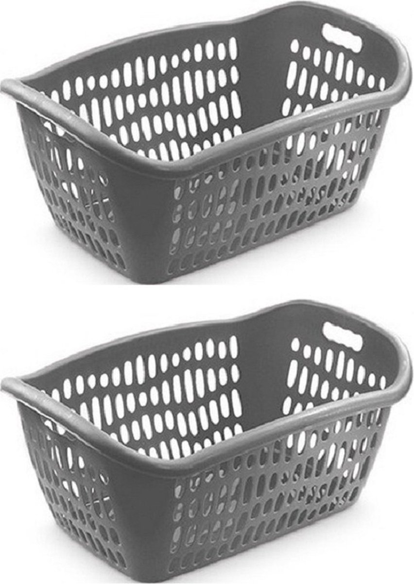 Goedkoopste Hega Hogar Wasmand - 5x - grijs - waskrat - 61 x 43 x 28 cm - 38L