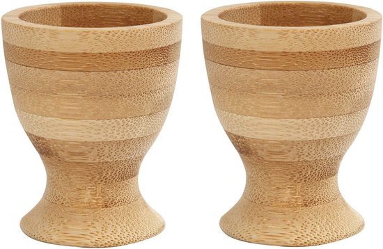 Eierdopjes - 4x stuks - hout - 6 cm - Ontbijt en lunch Pasen tafeldecoratie