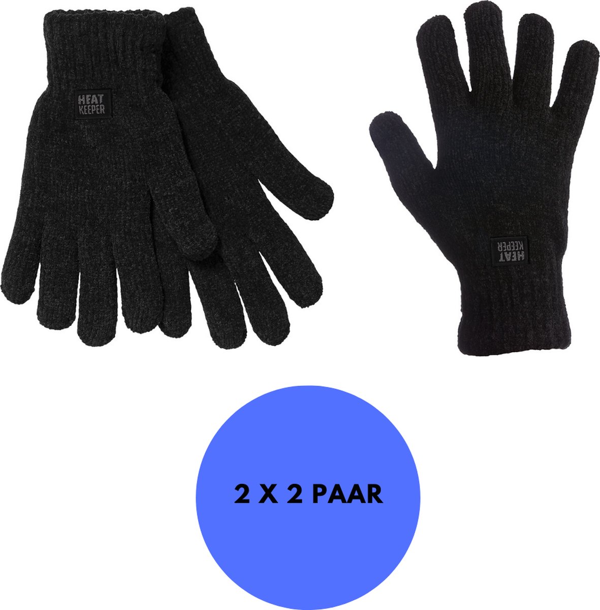 Heatkeeper Gebreide thermo handschoenen dames Chenille – One Zwart
