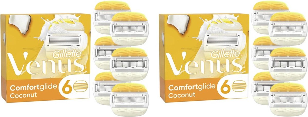 Gillette Venus Comfortglide Coconut Scheermesjes Voor Vrouwen 3 Navulmesjes Voordeelverpakking 12 stuks