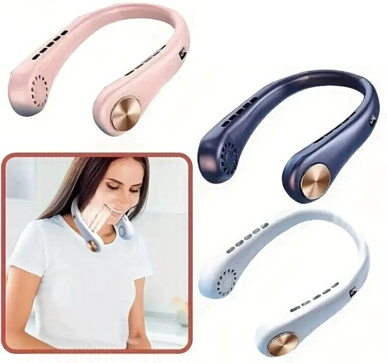 Ventilateur de cou Bovista - Ventilateur portable pour le visage - Ventilateur de cou - Avec Refroidissement - Cou - Tête - Rose - Cou