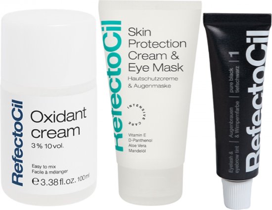 RefectoCil Oxidant cream 100 ml, Skin Protection Cream & Eye Mask, en Eyelash & Eyebrow tint pure black.
