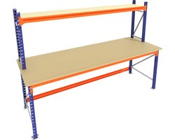 Werkbank & Inpaktafel - Vast model - 240x120x92 centimeter (BxDxH) - Zeer sterk - Met bovenvak - werktafel - professioneel - Blauw oranje! - Voor schuur of magazijn!