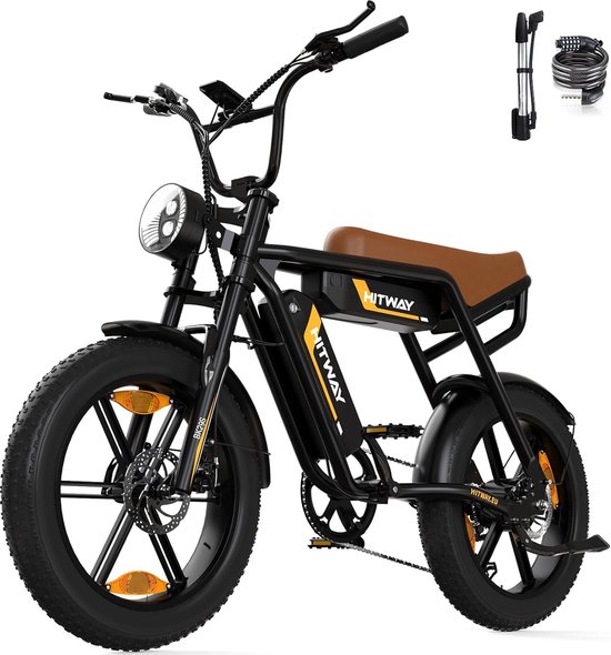 Hitway Elektrische Fiets BK29S - Trendy 20*4.0 Inch Fatbike - Twee Afneembare 48V 13Ah Lithium Batterij - Mountain Snow EBike met IP54 Waterdicht - City Commuter E-Bike met 250W Motor - 7 Versnellingen