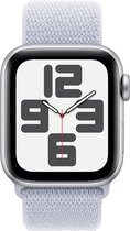 Bol.com Apple Watch SE 2024 GPS 40mm Silver Aluminium Case with Blue Cloud Sport Loop aanbieding