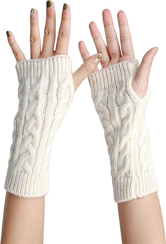HANXIULIN Dames Winter Warm Gebreide Half Vingerhandschoenen Duimgat Rekbare Winter Armwarmers Warme Vingerloze Handschoenen Winter Warme Armwarmers