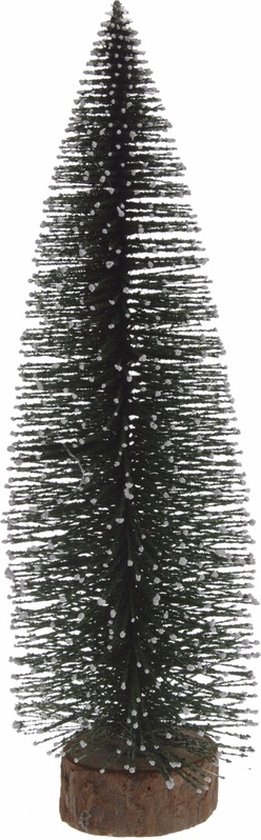 Kerstdorp boompje - groen met sneeuw - 35 cm - kunststof