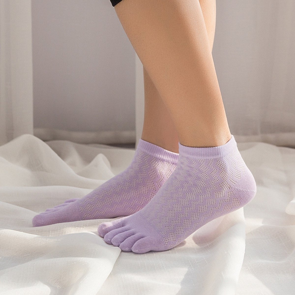 2 paar teensokken voor dames, antislip, ademend, enkelhoog, voor yoga