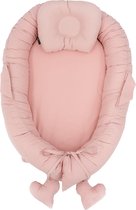 Mordesign - Babynestje - Roze - Inclusief Steunkussen - 100% Katoen Babynest - Wasbaar op 30°C