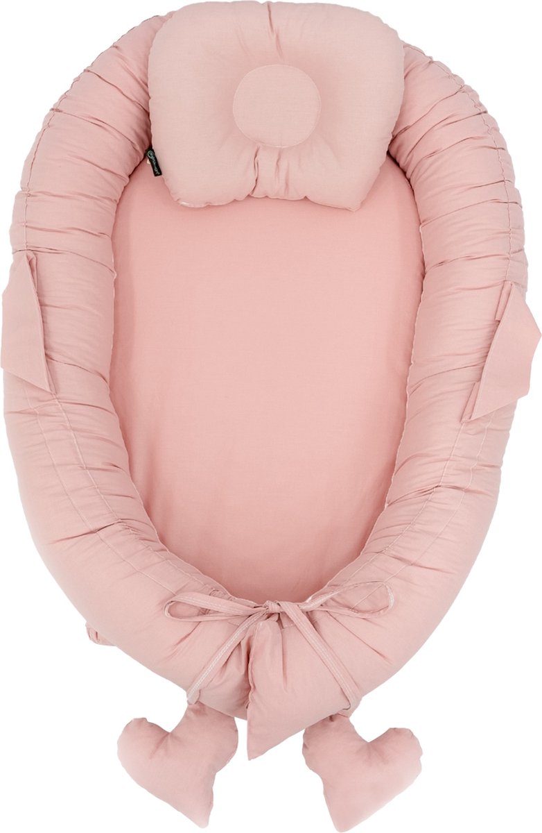 Mordesign - Babynestje - Roze - Inclusief Steunkussen - 100% Katoen Babynest - Wasbaar op 30°C