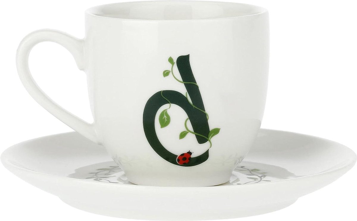 Koffiebeker met schotel letter 'B' 3 Oz Porcellana Solotua geschenkdoos