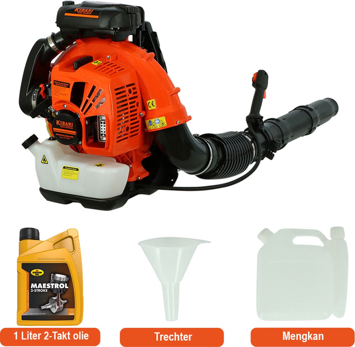 Kibani Bladblazer Benzine 75.6 cc 5 pk Incl. Mengkan trechter & 2T Olie Luchtsnelheid 391 km h – 3700W
