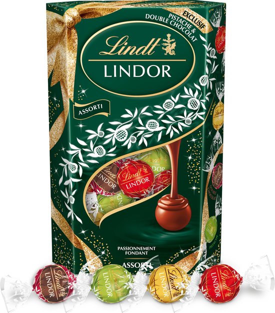 Foto: Lindt lindor special edition gemengde chocolade bonbons 337 gram pistache melkchocolade witte chocolade double chocolate 27 zacht smeltende chocolade bonbons kerstcadeau