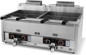 Bol.com HCB® - Professionele Horeca frituurpan - Dubbele friteuse - 2 x 30 liter - aardgas - RVS / INOX - 110x58x48 cm (BxDxH) -... aanbieding