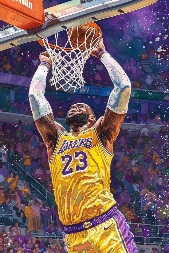 LeBron James Poster | Lakers | Affiche de Basketbal | Affiche d’athlète | Affiche de Sport | Affiche de l'équipe | Affiche emblématique | 61x91cm | Décoration murale | Affiche murale | Convient pour l'encadrement