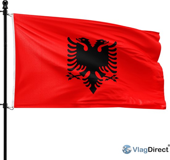 VlagDirect - drapeau albanais - drapeau Albanie - 90 x 150 cm.