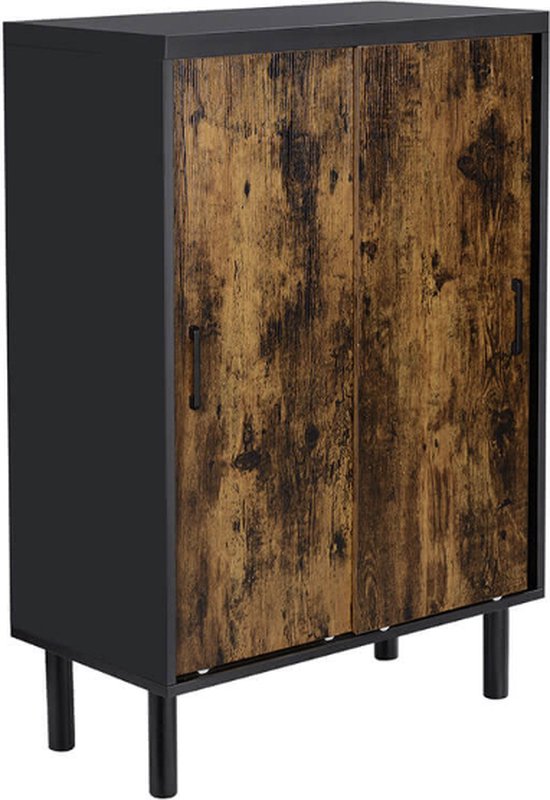 MIRA Home - Schoenenkast- Schoenenbank - Bruin - Zwart - Spaanplaat - Metaal - 35x70x100