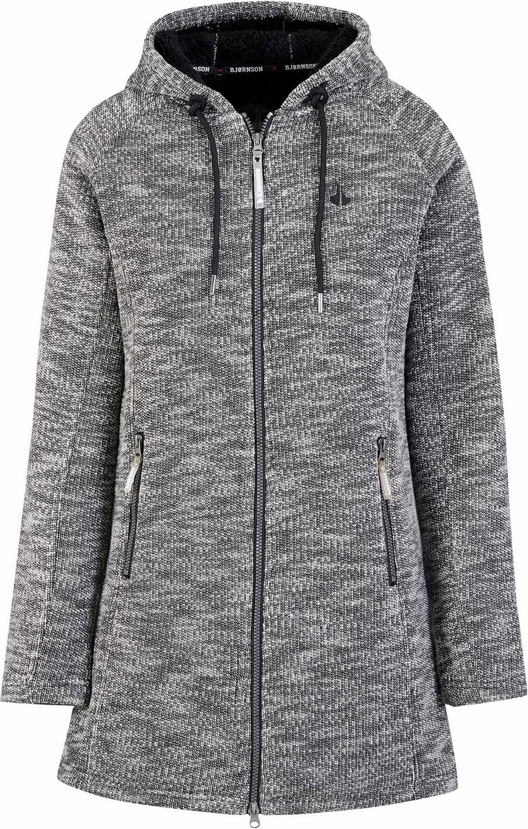 BJØRNSON Kaja Gebreid Parka Wintervest Dames Teddy Hooded Antraciet
