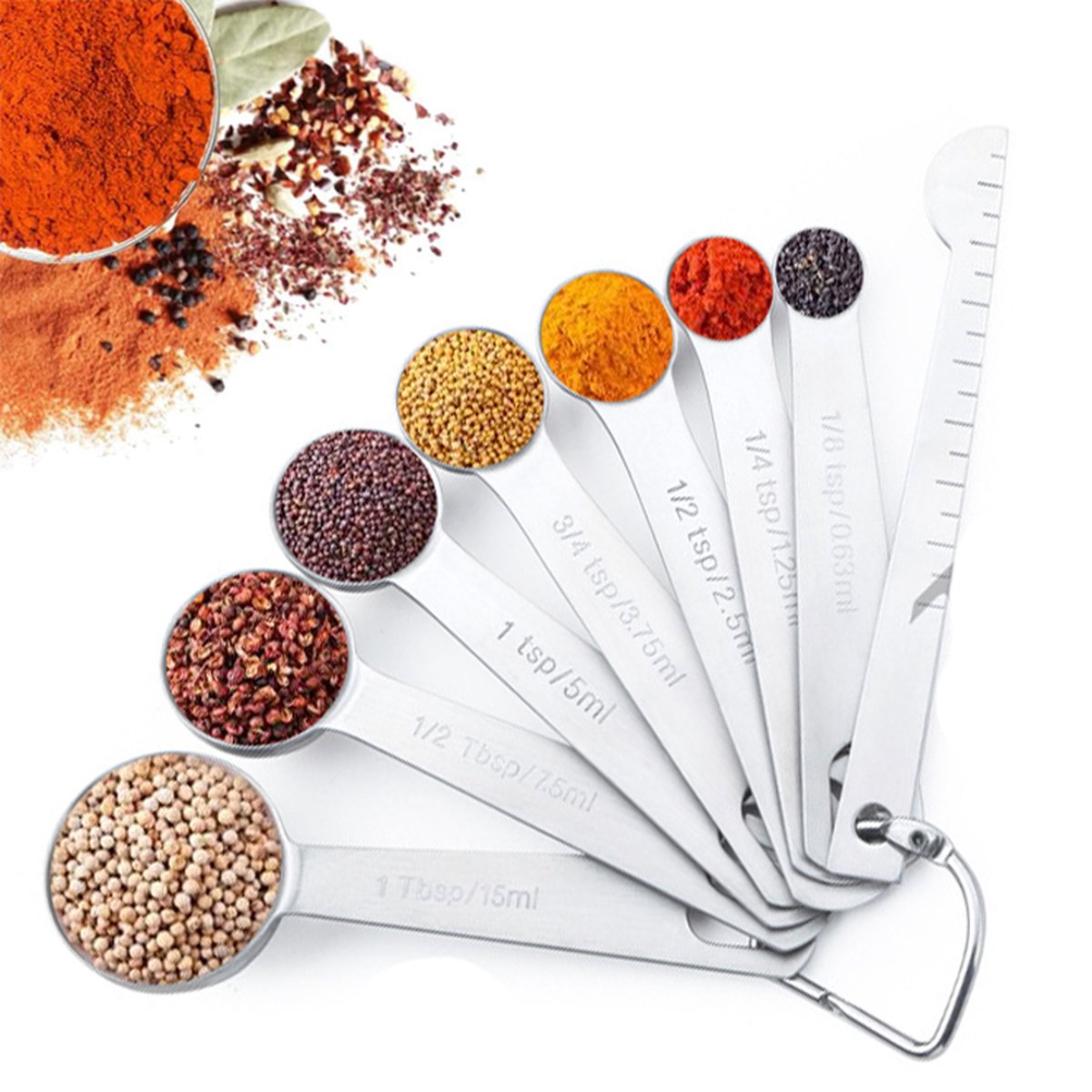 Mini Cuillères à Mesurer Inox - Lot De 2 - Long Manche Pour Pots à Épices - 2.5 Ml (1/2 Cuillère à Café)