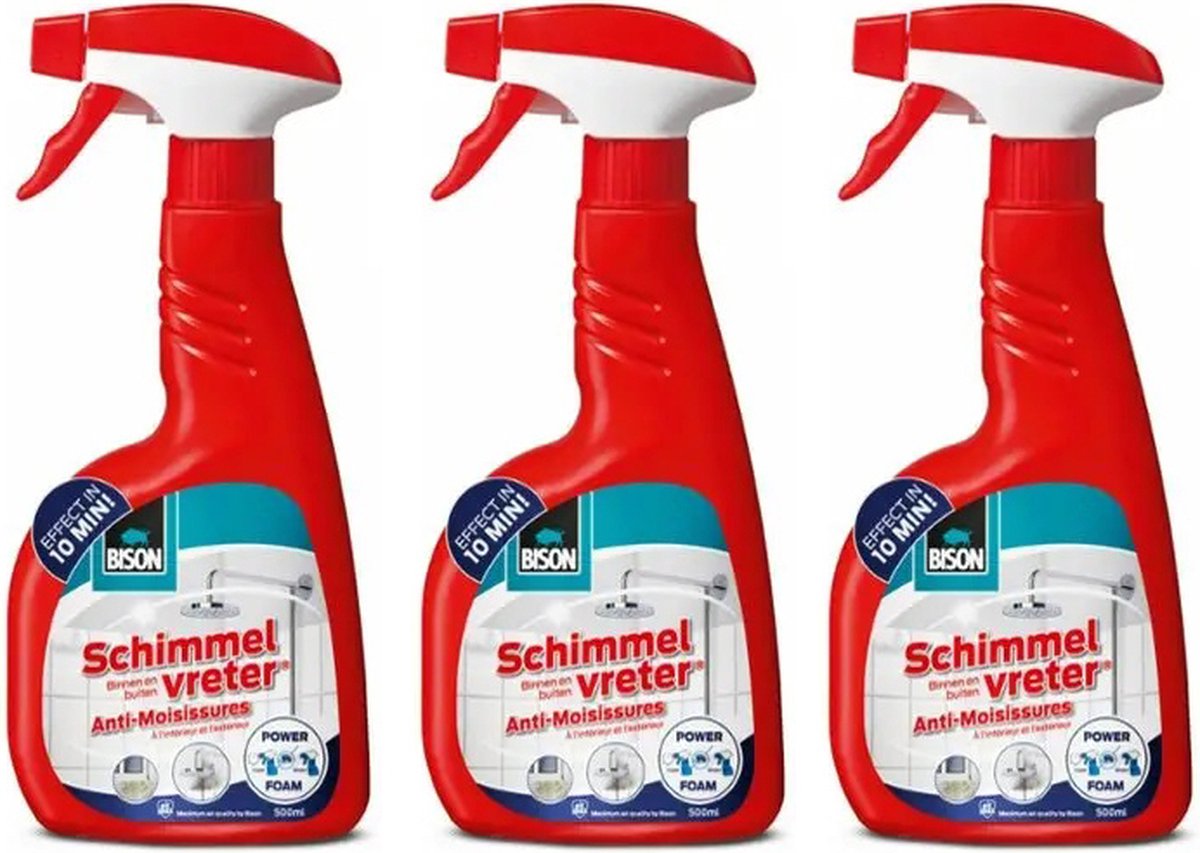Goedkoopste 3 stuks Bison Air max schimmelvreter foam & spray 500ml Gratis KD spons