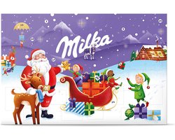 Milka Adventskalender 2025 Chocolade 200g - 24 feestelijke chocolaatjes om gezellig af te tellen naar kerst - Chocoladecadeau - Kerstcadeau