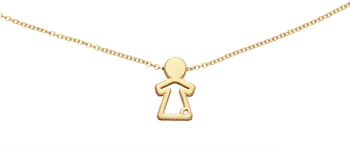 Glow 202.1702.45 Dames Ketting - Collier - Sieraad - Schakelketting - 14 Karaat Goud - Anker - 8 mm breed - 45 cm lang