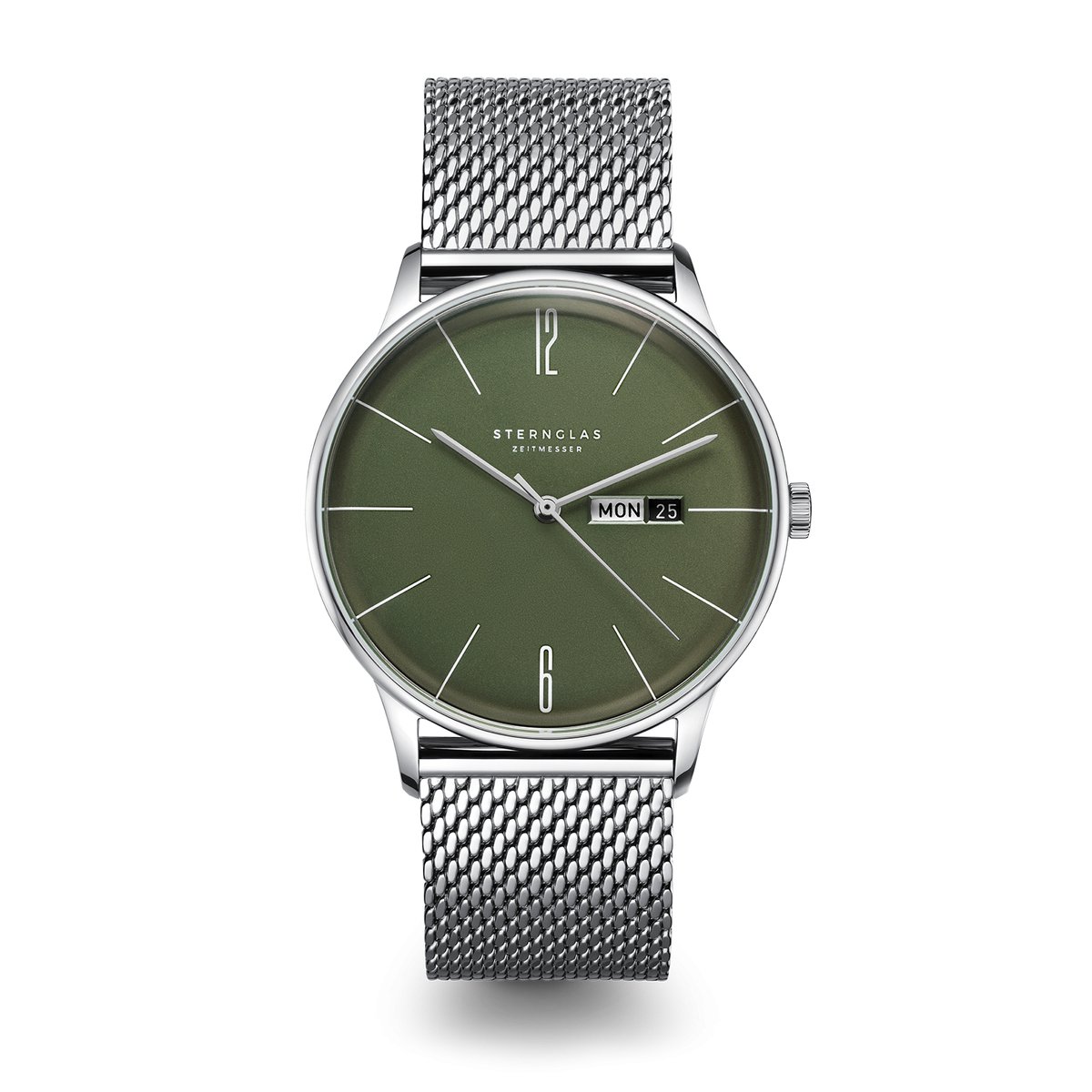 Sternglas S01-BE08-MI04 BERLIN Heren Horloge - Saffierglas - Staal - Zilverkleurig - Ø 38 mm - Quartz - Druksluiting - 5 ATM (douchen)