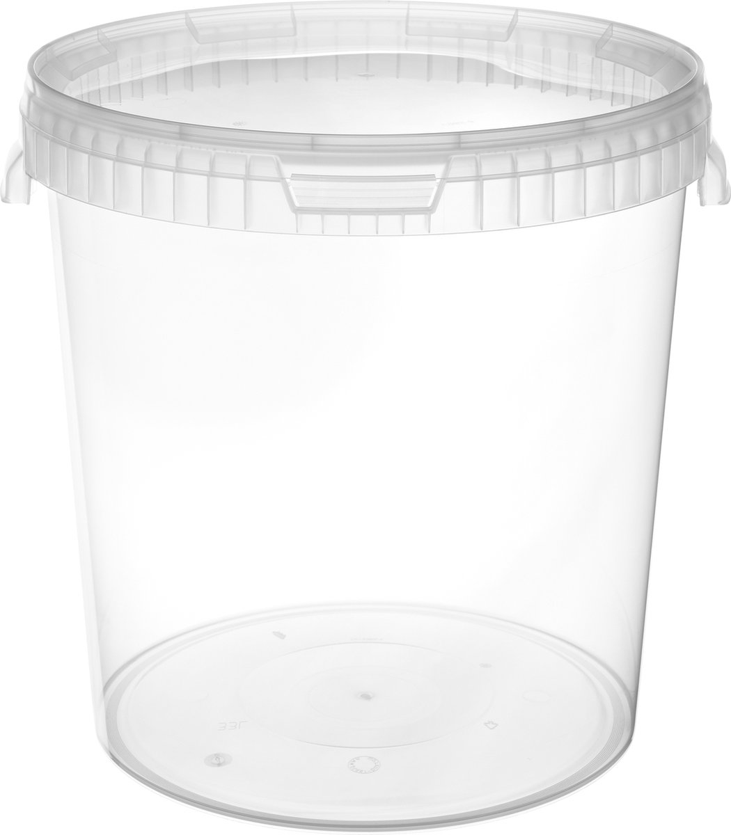 Goedkoopste 50x stuks - 30 L - Garronda Emmer Met Deksel - Verpakkingsemmer - Emmertje - Rond - Transparant GD-PL-BIS-Tra