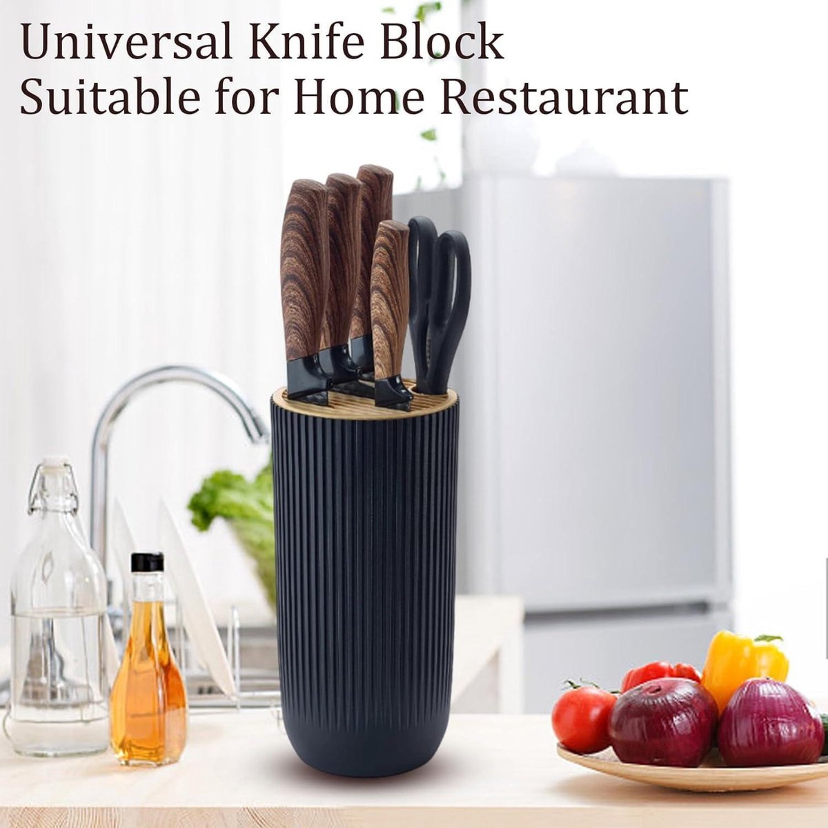 6-delige set roestvrijstalen keukenmessen comfortabele handgreep ergonomische koksmessenset meshouder familierestaurants