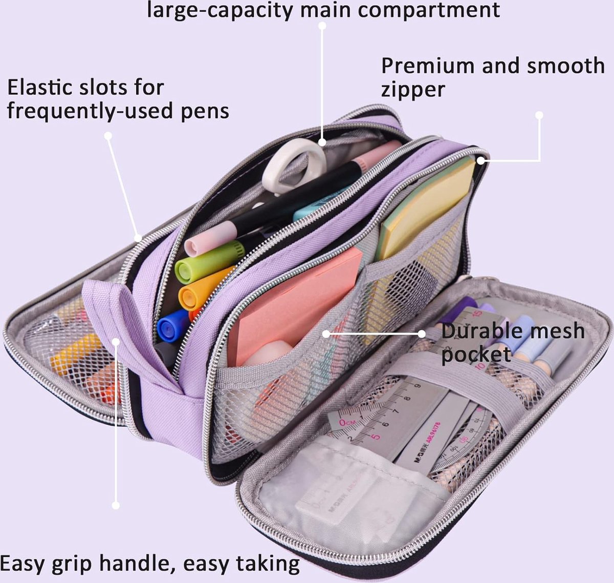 Gienxias Pennenetui, uitbreidbaar etui met grote capaciteit, ideaal als etui en etui voor kinderen, meisjes en jongeren, perfect voor school en kantoorgebruik., lila, groot etui (donkerblauw Gienxias Pennenetui, uitbreidbaar etui met grote capaciteit, ideaal als etui en etui voor kinderen, meisjes en jongeren, perfect voor school en kantoorgebruik., lila, groot etui (donkerblauw