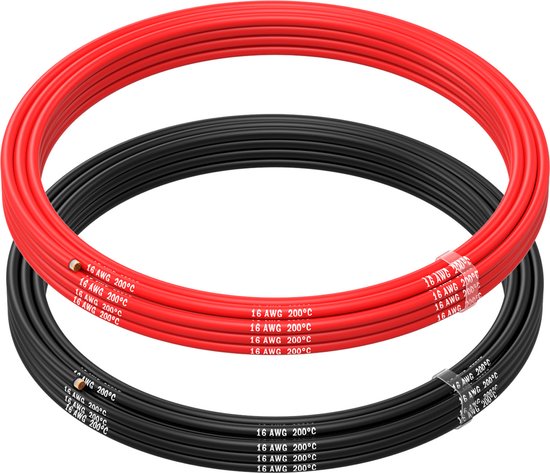 MMOBIEL 16 AWG Siliconen Elektrische Draad - 16 Gauge (1,31mm²) Vertinde Koperkabel - 2 Aparte Draden Rood & Zwart Elk 2,5 m voor RC, Drones, 3D Printers, Batterijen, Luidsprekerdraden, Led Strips