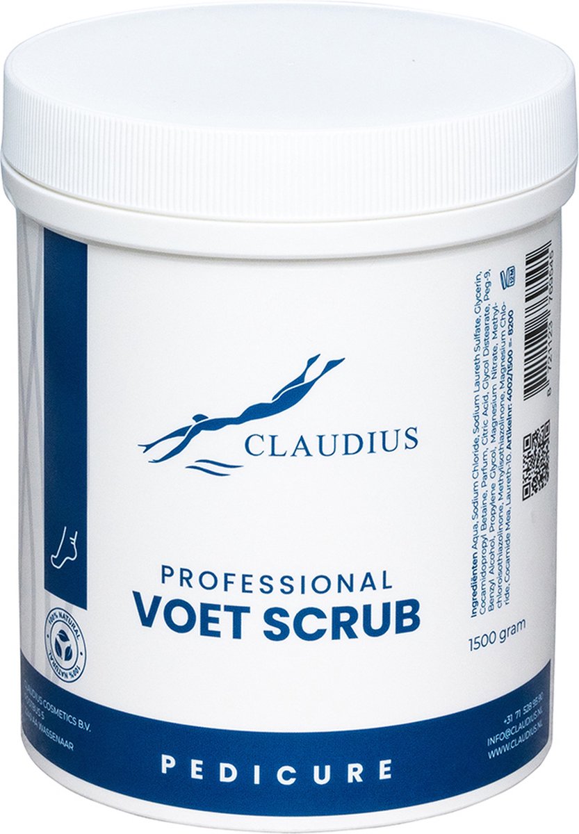 Goedkoopste Professional Voetscrub 1500 gram – 100 natuurlijke milde scrub korrel – voedende voetenscrub in hygiënische pot
