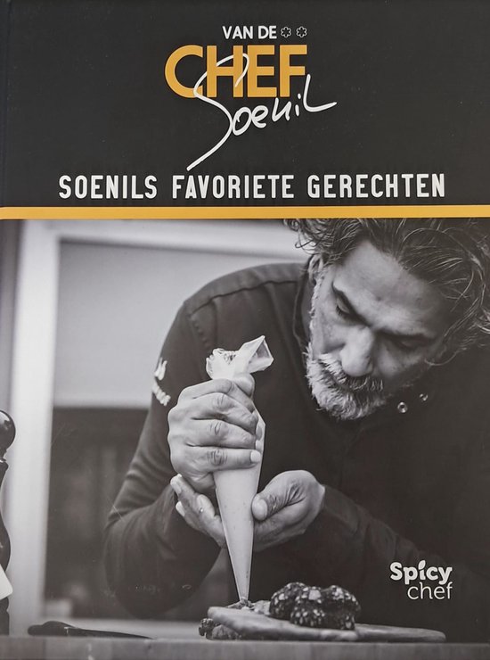 Voorpagina van het kookboek 'Spicy Chef' met chef-kok Soenil.