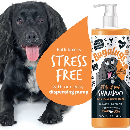 Bugalugs - Shampoo voor stinkende honden met geurneutralisator - Alle vachttypes - Fles met pompje - Vegan - 500 ml