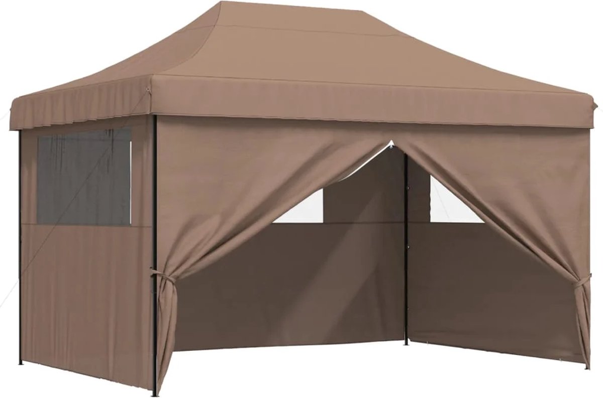 Partytent opvouwbaar - Paviljoen - 3x4 - Easy up - Waterdicht - met Zijwanden - Weerbestendig - Bruin