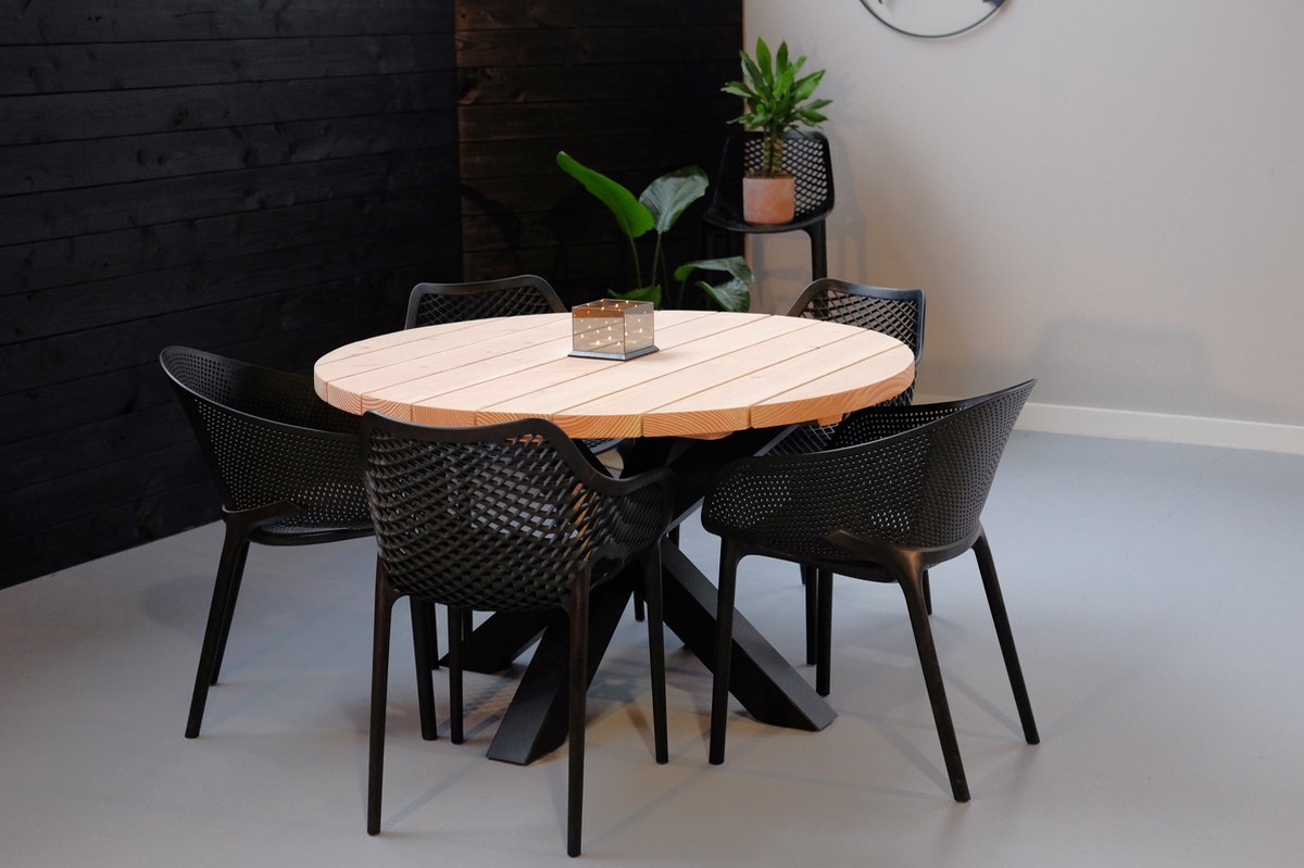 Douglas Tuintafel Rond 5 personen | 150cm Ø| Duumaa Tafels | Stalen Matrix onderstel