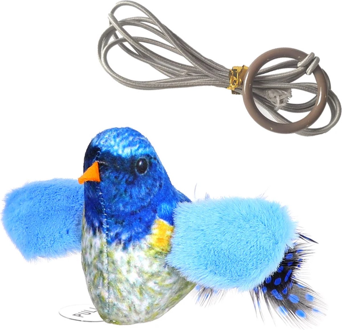 Realistische Chirpende Vogel Interactief Kat Speelgoed - Pluche Kattenkruiper met Veerstaart, Aanraak Geactiveerd Simulatie Speelgoed, Ideaal voor Katten en Kittens