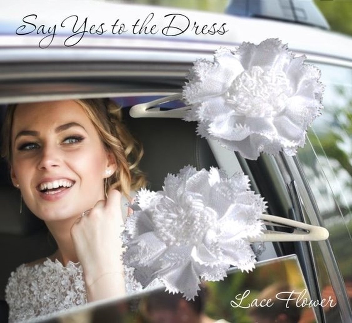 H.A.M.A. - SYTTD - Cliq Claq haarspeldjes met stoffen bloem - wit - 6 stuks - volwassenen jeugd kinderen - dames meisjes - casual feest bruiloft communie