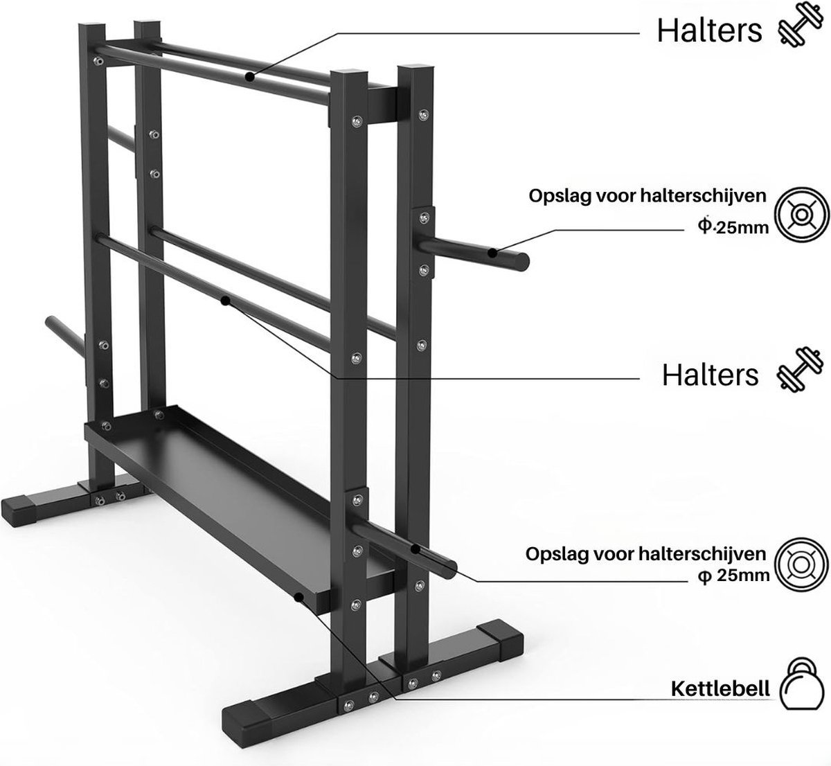 Halterrek 3-Laags, Upgrade Verstelbaar Gewichtrek Voor Halters En Kettlebells, Opbergrekorganizer Voor Thuisgymnastiek (Alleen Halterrekstandaard Halterrek 3-Laags, Upgrade Verstelbaar Gewichtrek Voor Halters En Kettlebells, Opbergrekorganizer Voor Thuisgymnastiek (Alleen Halterrekstandaard