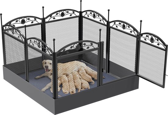 Collox Afneembare Honden Kinderbox - 8-Panelen Puppy Play Pen en Oefenkennel met Waterdichte Mat voor Binnen en Buiten