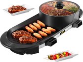 Bol.com Vevor Elektrische Bbq Pan - Grill Plaat - Grill Pan - 2 In 1 - Instelbare Temperatuur - 5 Snelheid Modus - Grill Apparaat aanbieding