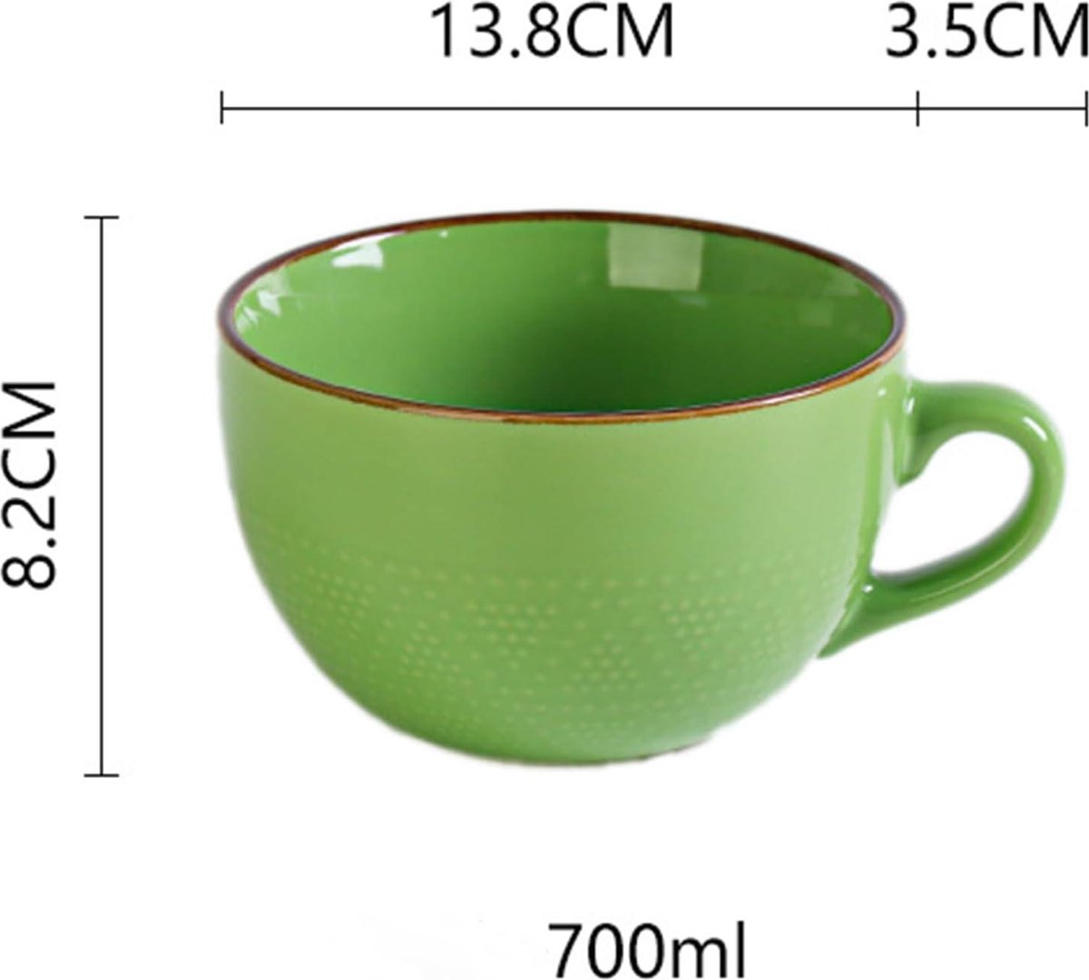 Hengshukeji Grande Tasse Café Céramique 700 Ml - Bol Soupe Poignées XXL Pour Bureau Maison Cappuccino Céréales