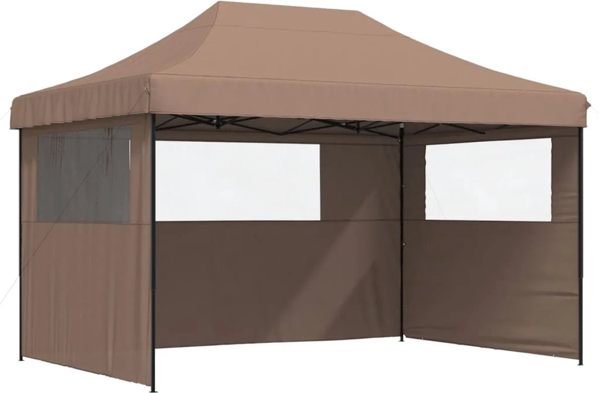 Partytent opvouwbaar - Paviljoen - 3x4 - Easy up - Waterdicht - met Zijwanden - Weerbestendig - Bruin