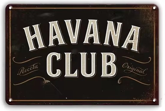 Enseigne Premium Havana Club - Vintage - Décoration maison - Décoration murale Métal - Cadeau - Jardin - Terrasse - Décoration - Rétro