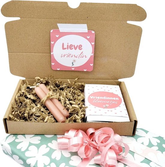 Brievenbuscadeau Beste Vriendin Bedanken | Vriendinnen Bloemetjes | Droogbloemen Mini Kaarsjes Kaartje | Rechtstreeks Versturen
