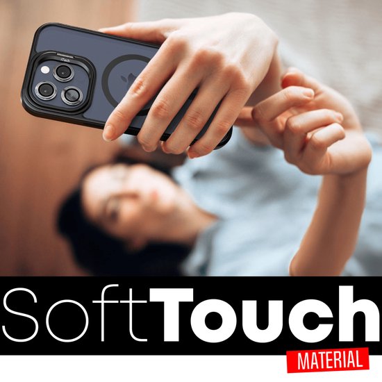 Coque de téléphone adaptée à iPhone Pro Max - Ensemble 2 en 1 - Coque + 2 Protecteurs d'appareil photo - Étui MagSafe - Avec support de téléphone - Zwart - Transparent