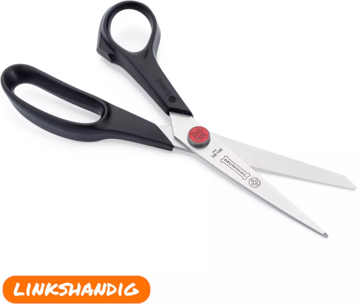 Mundial Linkshandige schaar – 21,6 cm – Ergonomisch en slipvast – Zwart – Gladde snede