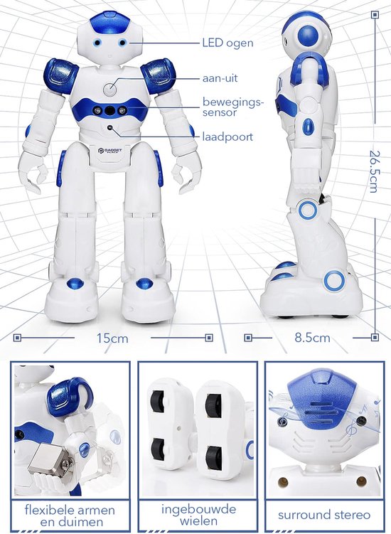 BORSCELLOR Robot speelgoed RC programmering voor kinderen, op afstand bestuurde robot voor jongens en meisjes vanaf 3 jaar, met automatische demo, dans, muziek, led-ogen en opnamefunctie