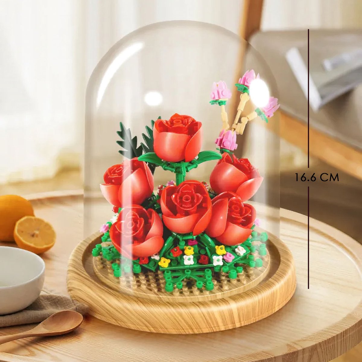 Zhe Gao Botanical Rozen Bloemenboeket in Stolp | Bloemenpracht flowers collection | Classic Creator STEM speelgoed bloemen bouwpakket | niet compatibel met lego mould king mega | modelbouw volwassenen & kinderen | 366 bloks | cadeau voor haar — afbeelding 6