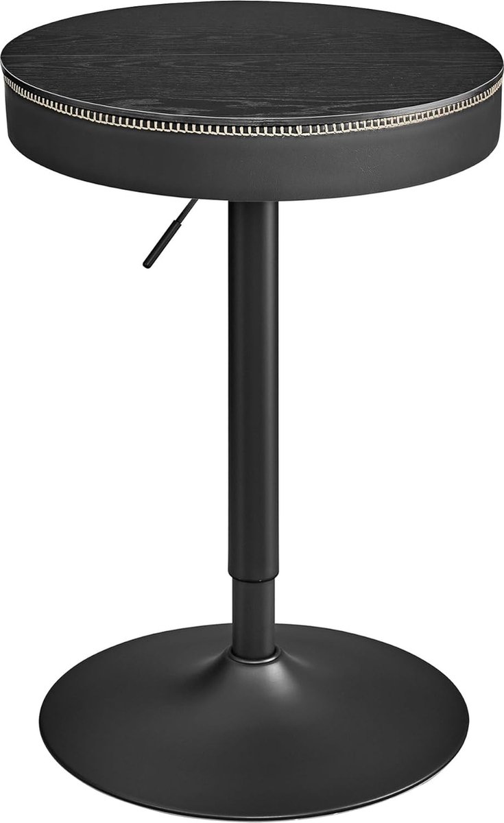 Furnstar - Bar Tafel - In Hoogte Verstelbaar - Kleine Tafel met Opbergruimte - Kunstleer - Naden - Mid-Century-Moderne Stijl - Keuken - Huisbar - Woonkamer - Zwart